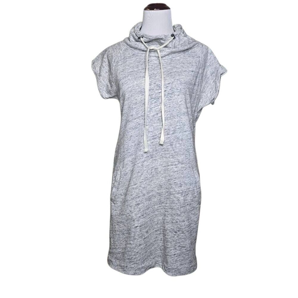 Loft Heather Gray French Terry Cinch Neck Cover Up Sweatshirt Dress Pockets L